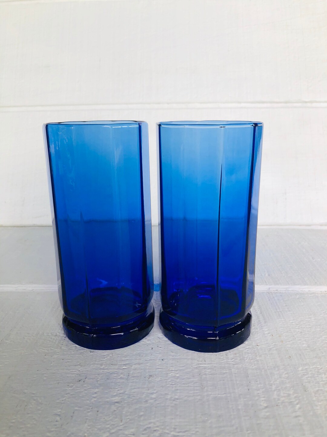 Cobalt Blue Ice Tea Glasses Vintage Anchor Hocking Essex Blue Etsy