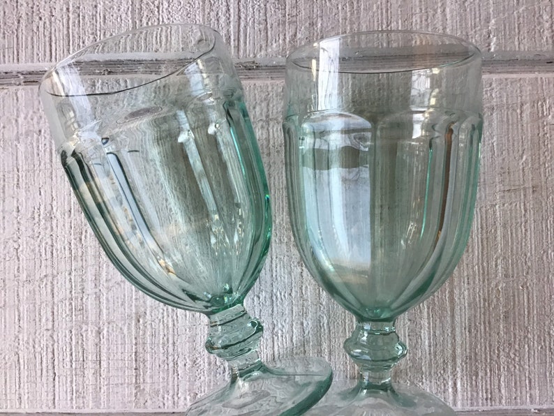Vintage green water goblets Spanish green tea glasses 16 oz Etsy