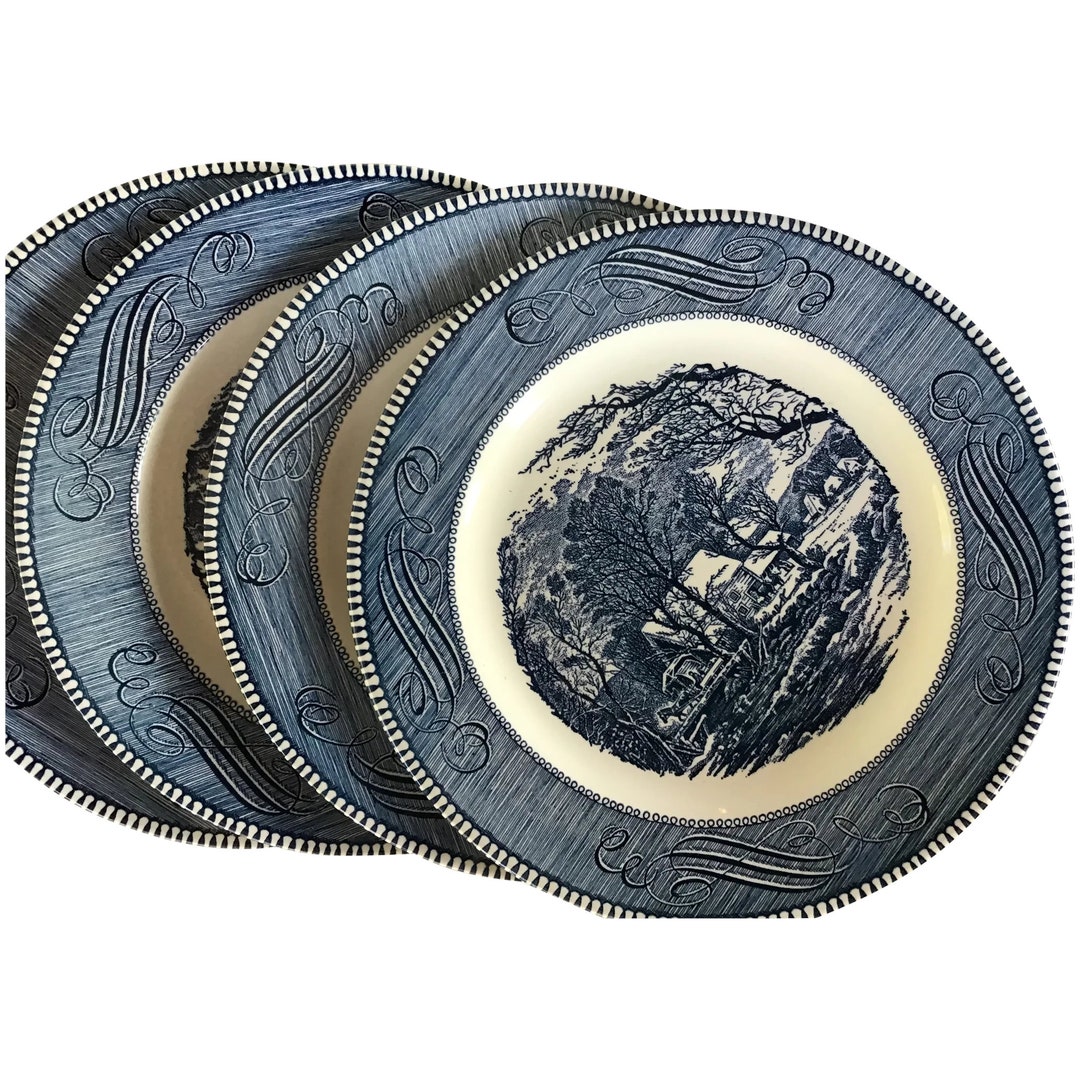 Set of 4 Vintage Currier and Ives 10 Inch Dinner Plate ~ 1960s