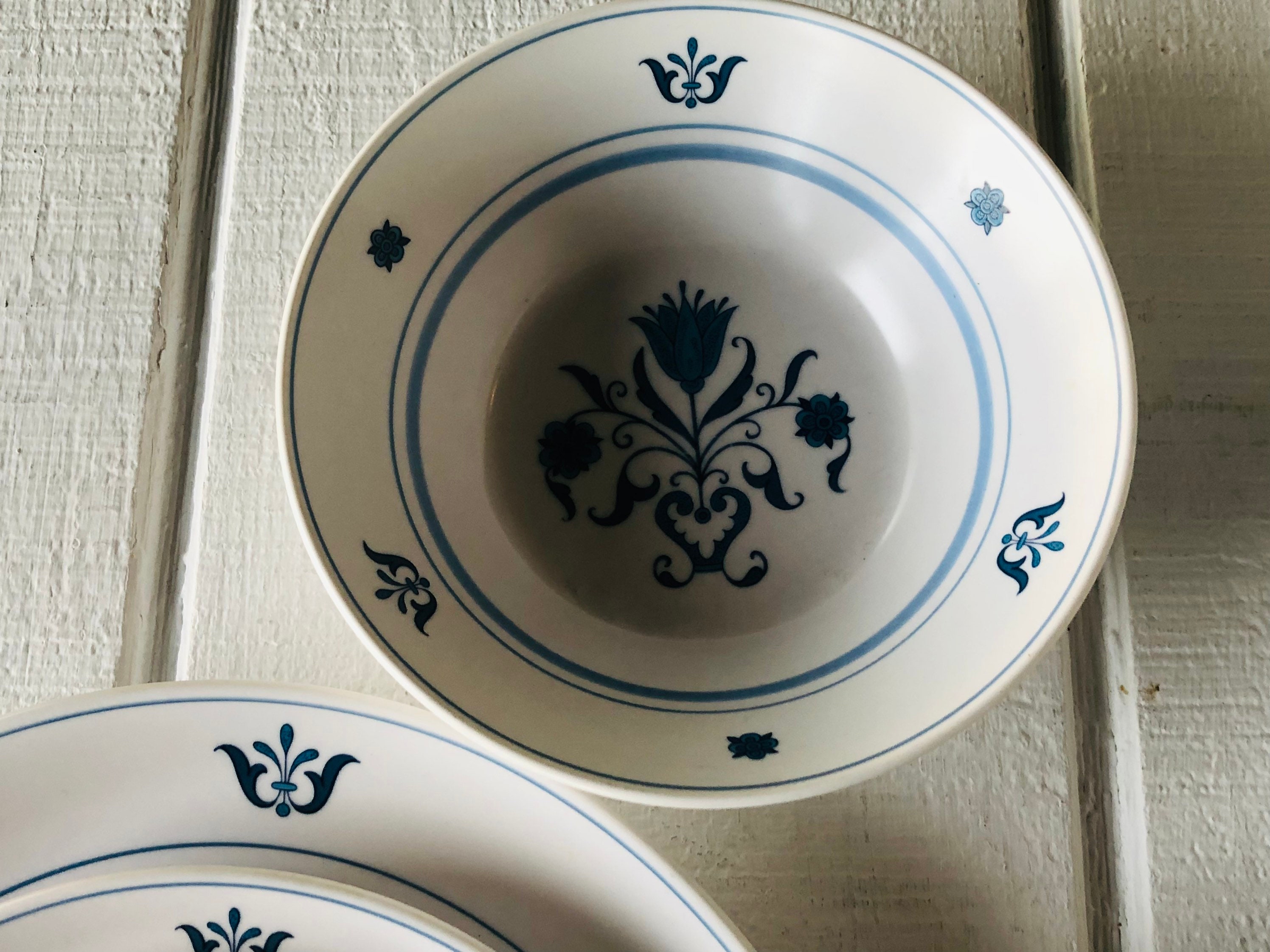 1960s 1970s Blue Haven by Noritake Progression Stoneware Blue Flowers ...