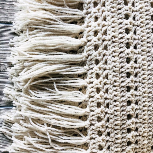 Vintage XL handmade afghan Creme Ivory knitted blanket 66 shops x 88 farmhouse decor off white sofa throw ivory afghan cottage cream yarn throw