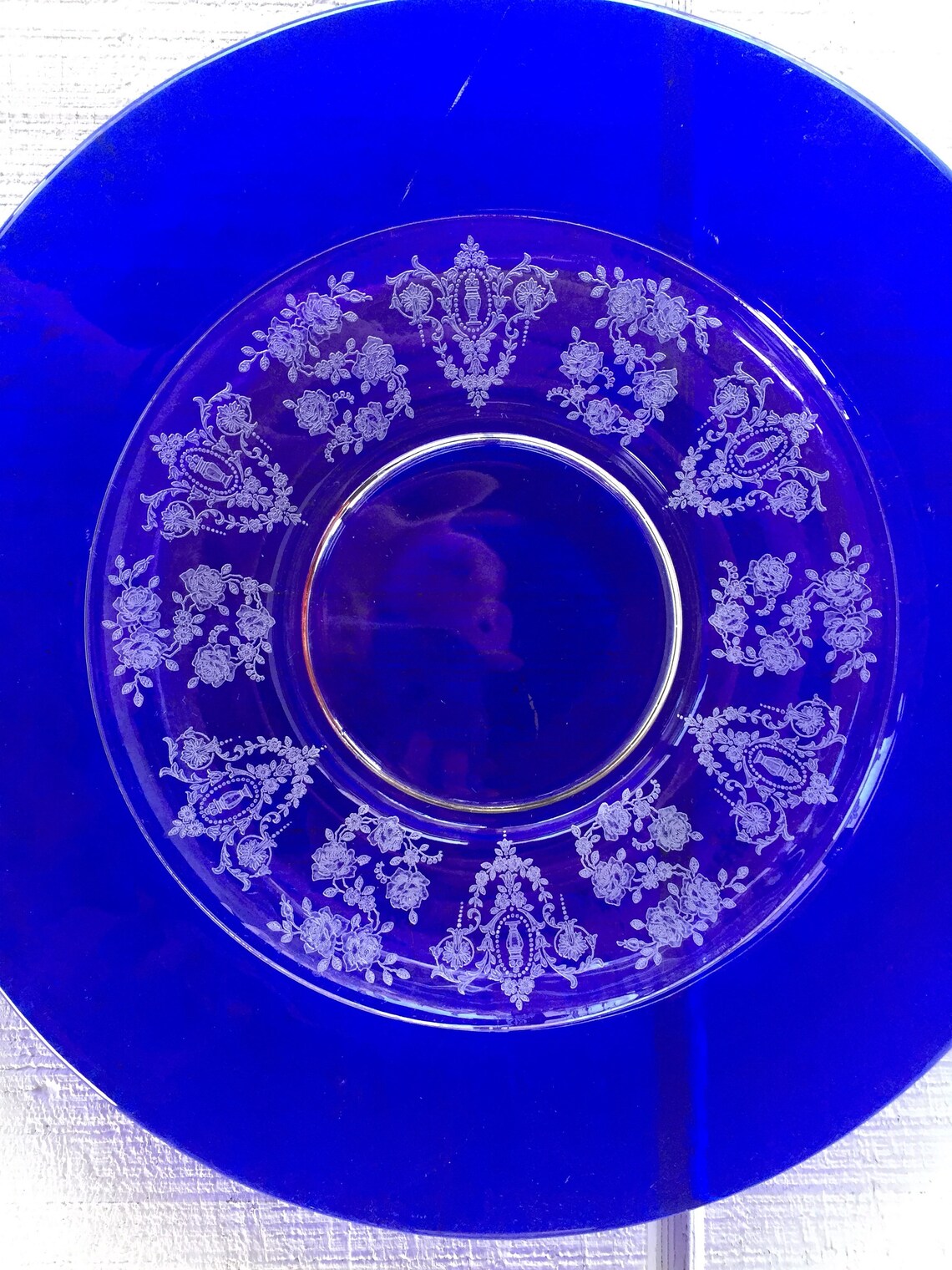 4 etched Dessert plates Cambridge Glass Monognah clear glass Etsy