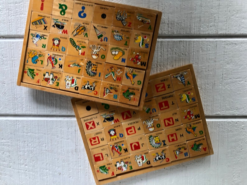 Vintage Wooden ABC Set Alphabet Puzzle Kid Children - Etsy
