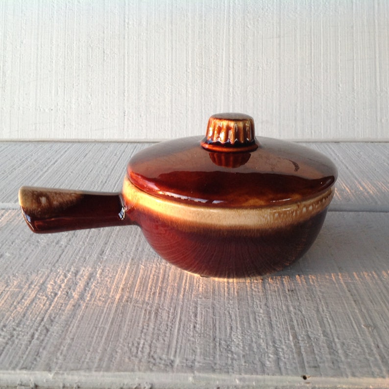 Vintage Mccoy Brown Glaze Soup Bowl Lid and Handle USA Brown Etsy