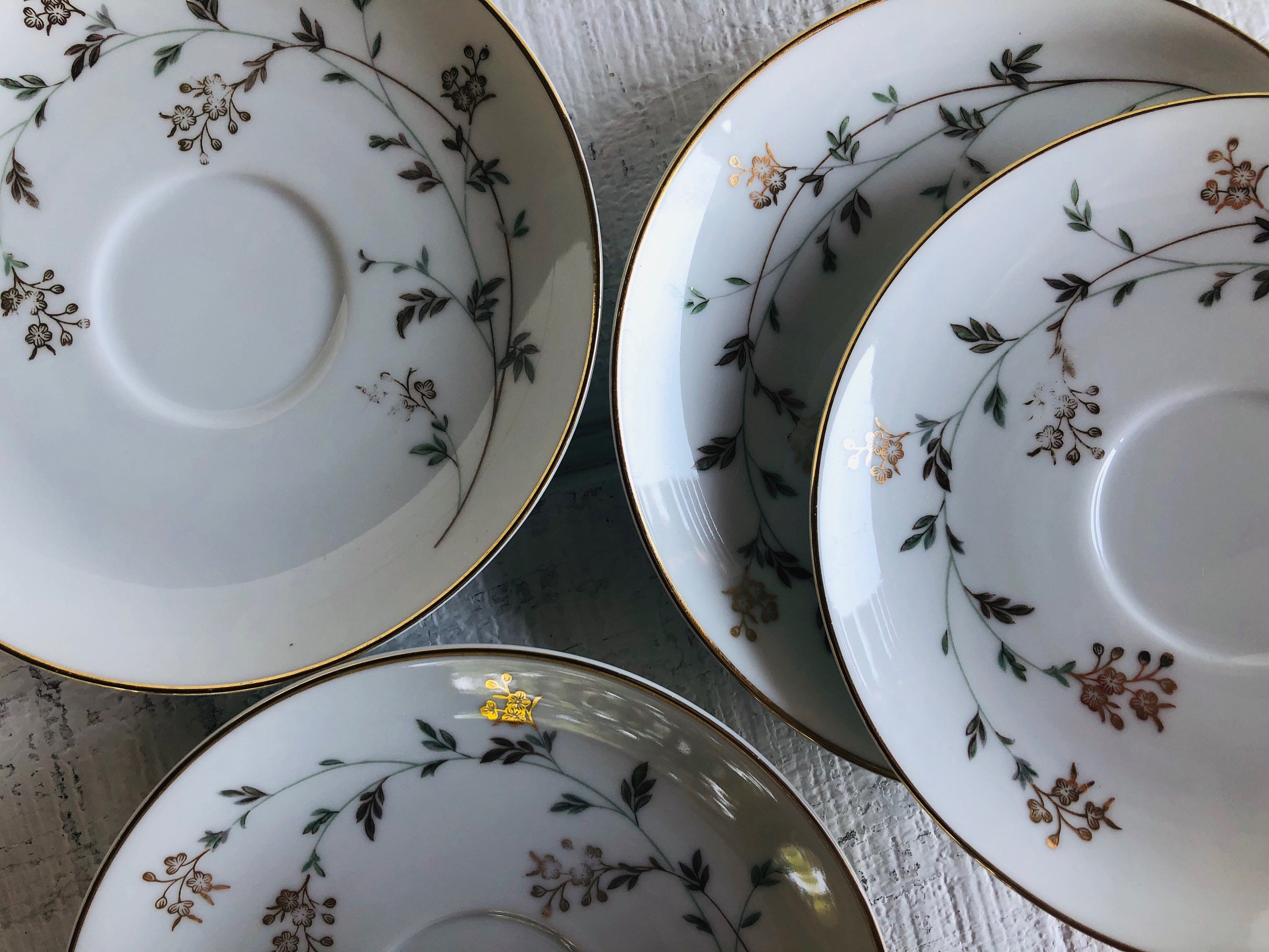 1950s Noritake ANDREA #5524 Bone China Flowers Brown Leaves Gold