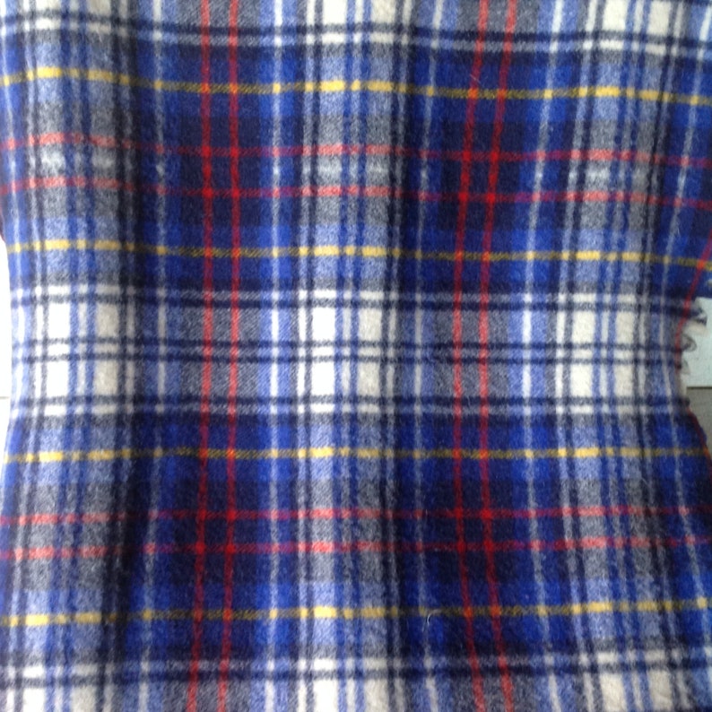 Vintage Plaid Acrylic throw Blanket wool wrap Blue Red white | Etsy