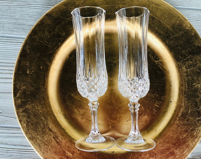 Vintage Lead Crystal Champagne Flutes Cristal D Arques, Vintage