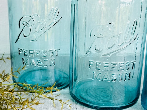 Vintage Half Gallon BLUE Ball Jar With Zinc Lid Perfect Mason