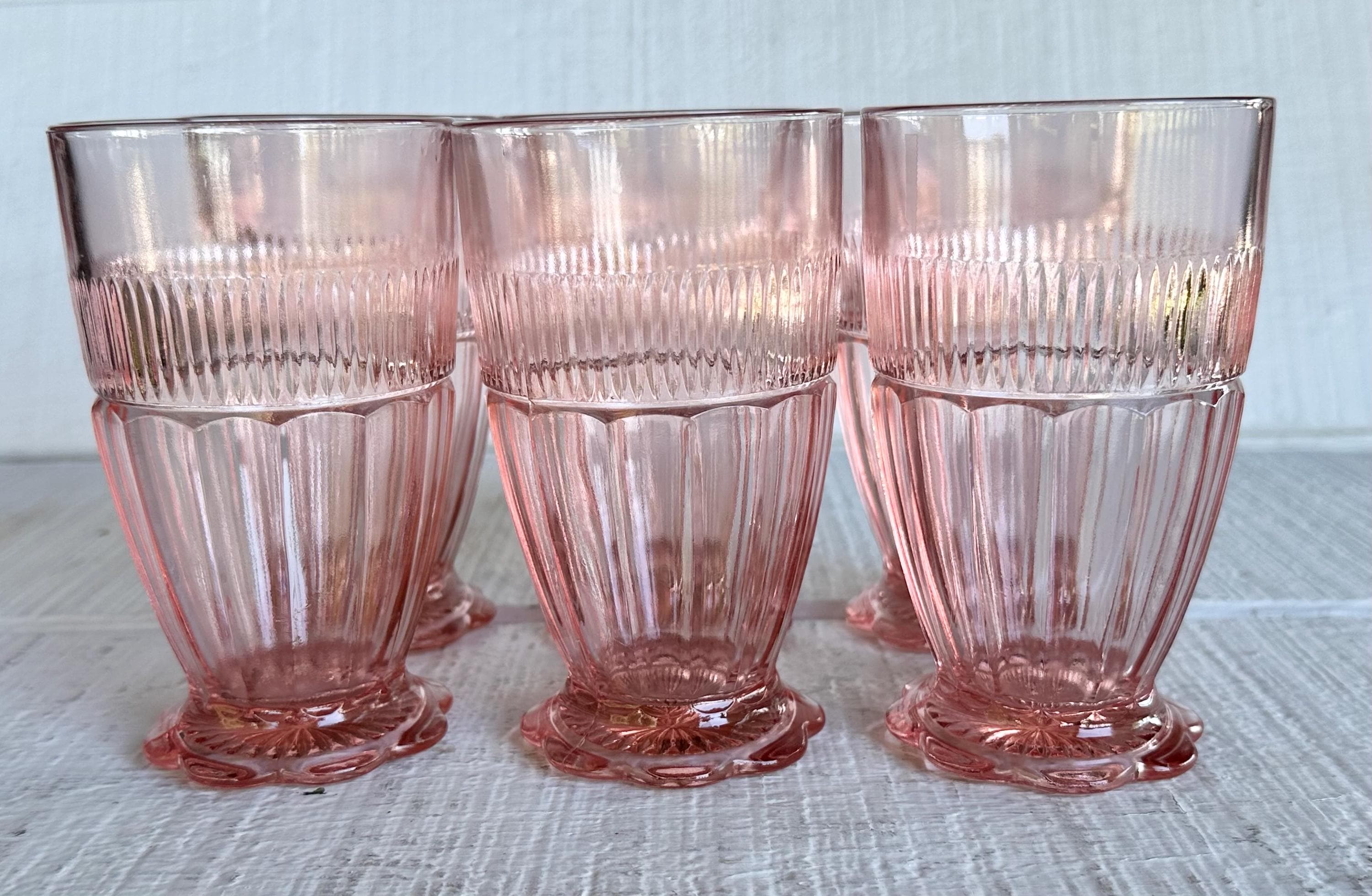 Set of 6 Anchor Hocking Coronation Pink Tumblers Vintage