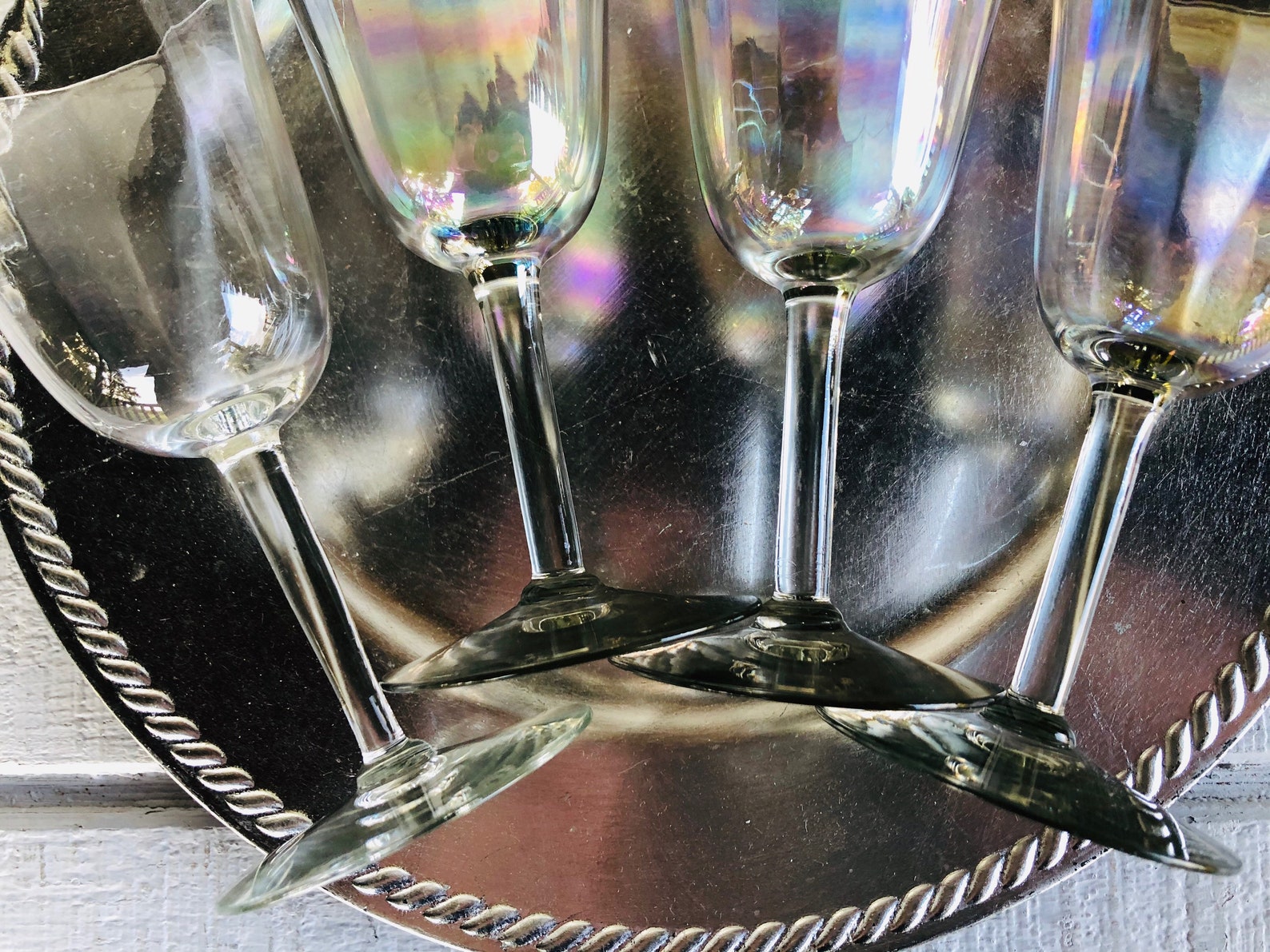 6 Vintage Iridescent Wine Glasses 8 Oz Vintage 1960s Etsy
