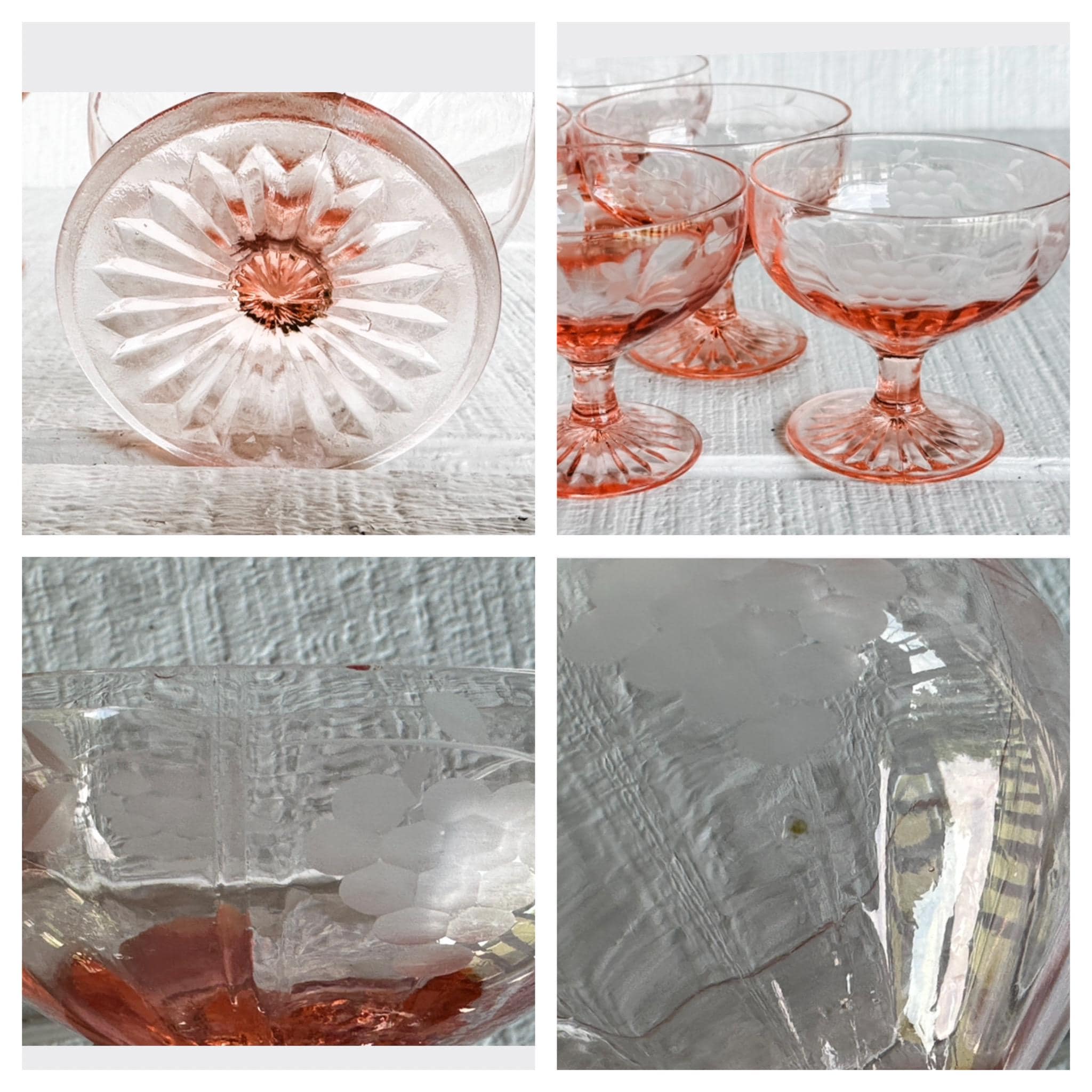Grape Rose by Standard Glass 1920s Antique Pink Depression Glass