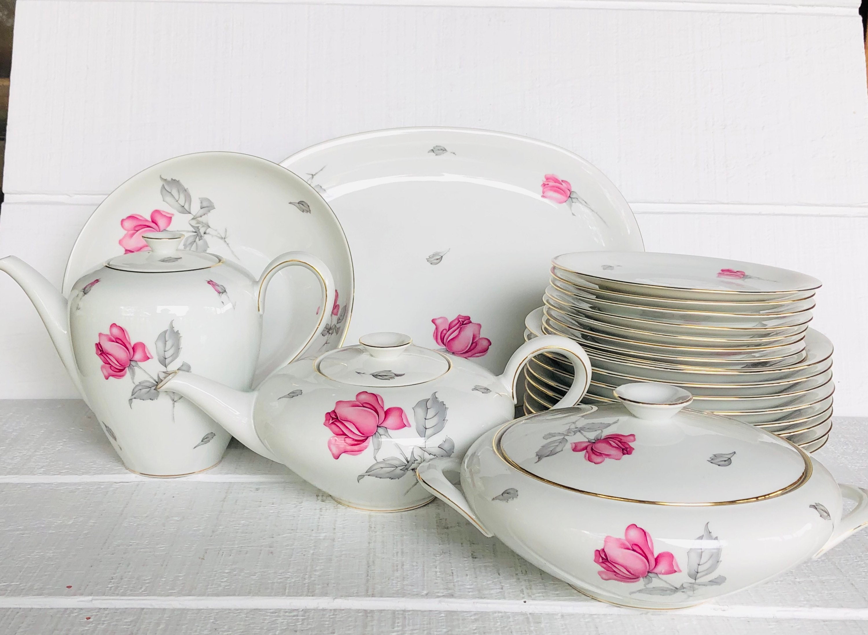 Mid Century KPM Germany Rose China 50s 60s Krister China Pink