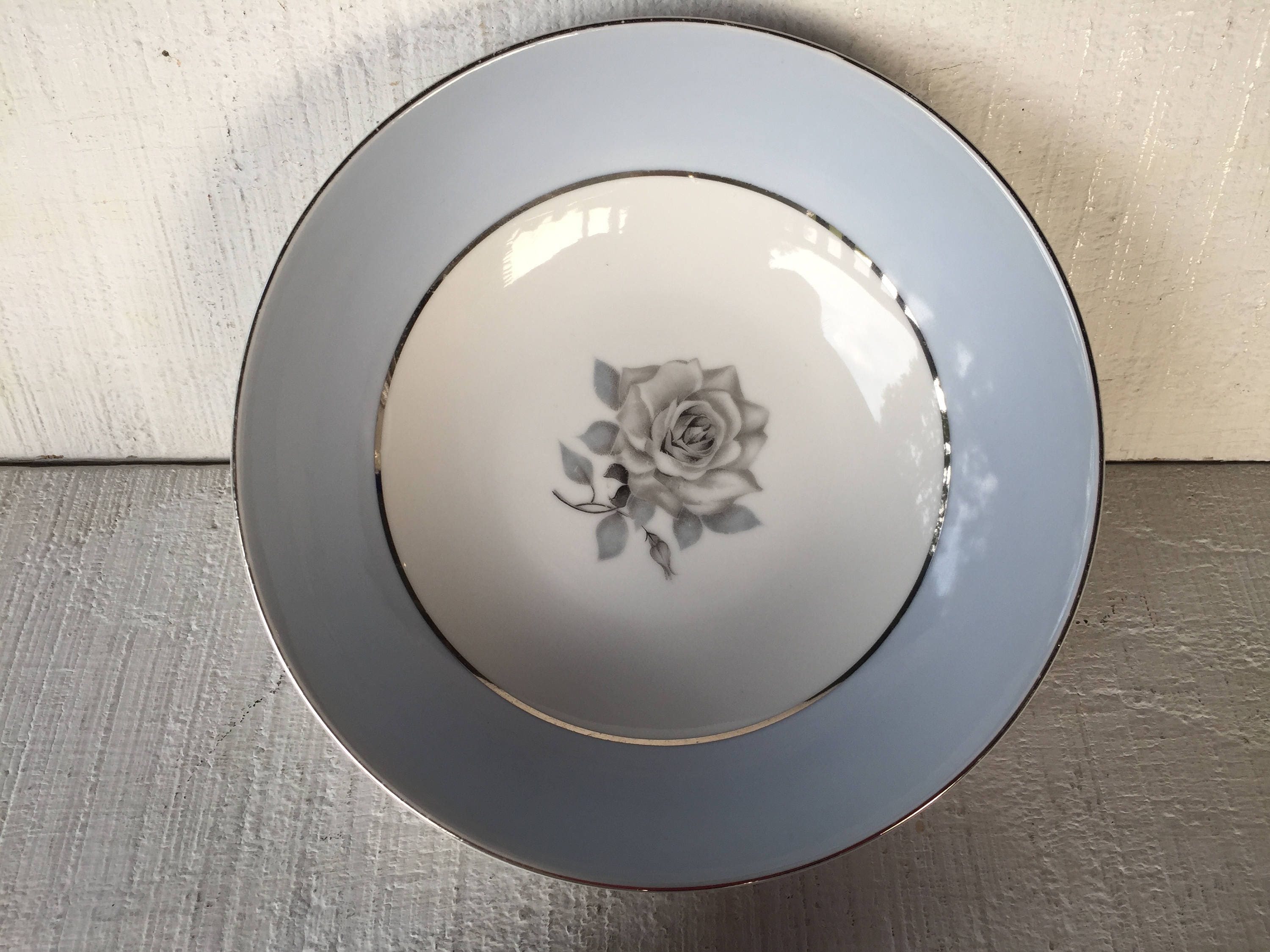 Vintage Mikasa Admiration China, Blue White and Platinum China
