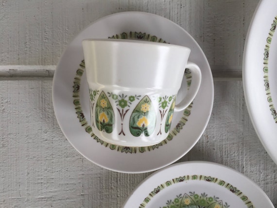 Retro Noritake Palos Verde Green and Yellow Flowers 70's Japan