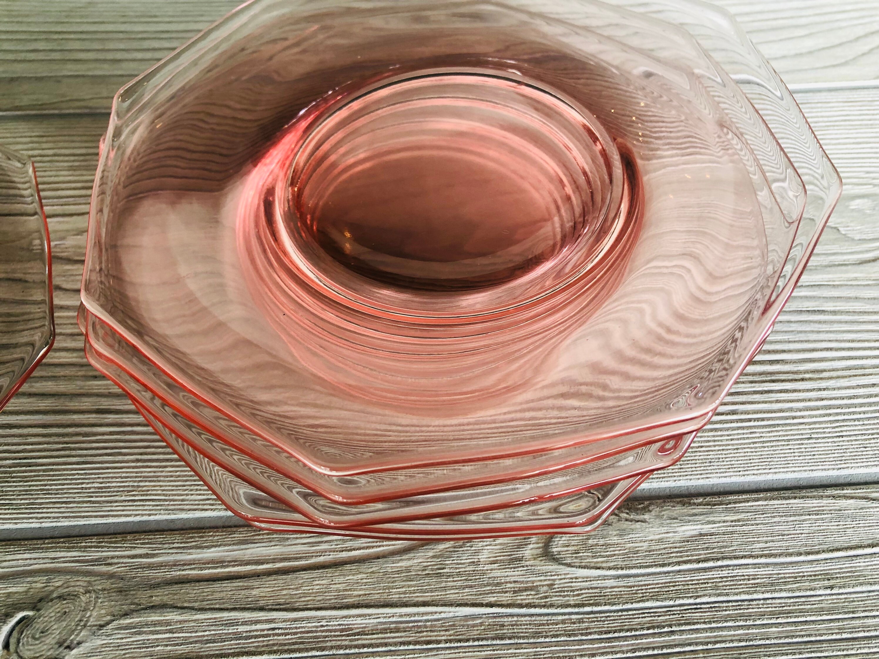 6 Pink Depression Glass Plate SET Antique Pink Glass Plates Etsy