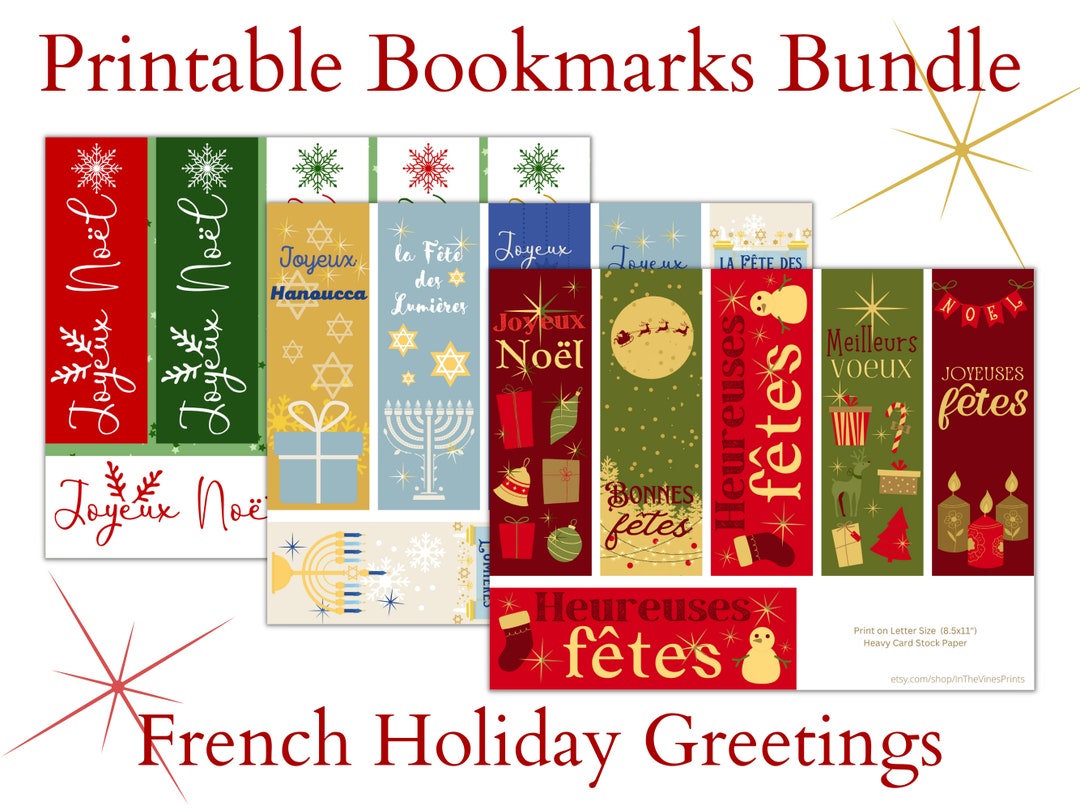 Bundle Holiday Bookmarks French Language Holiday Bookmark French ...