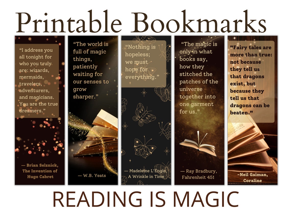 Magical Bookmarks Printable Bookmarks Teacher Printables Bookish Gifts ...