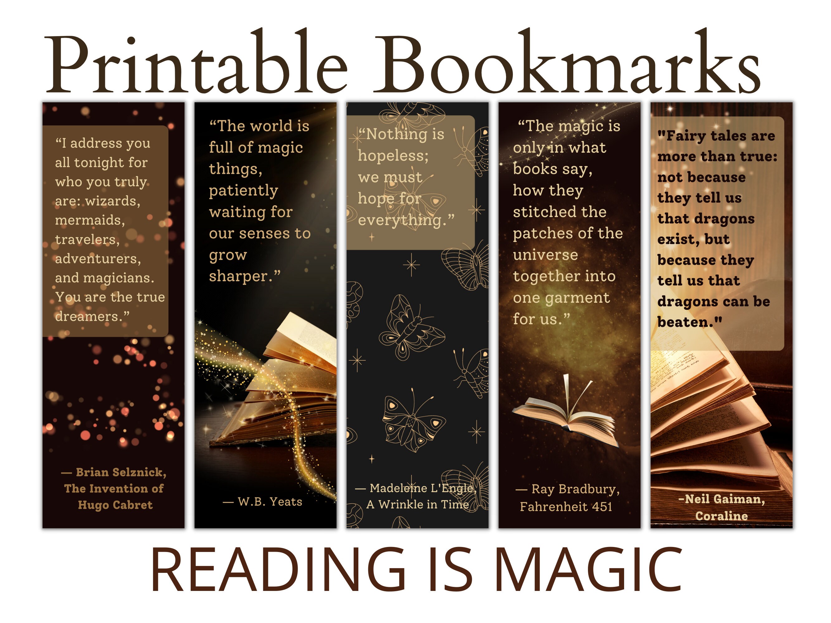 Magical Bookmarks Printable Bookmarks Teacher Printables Bookish Gifts Book Lover Gift Stocking