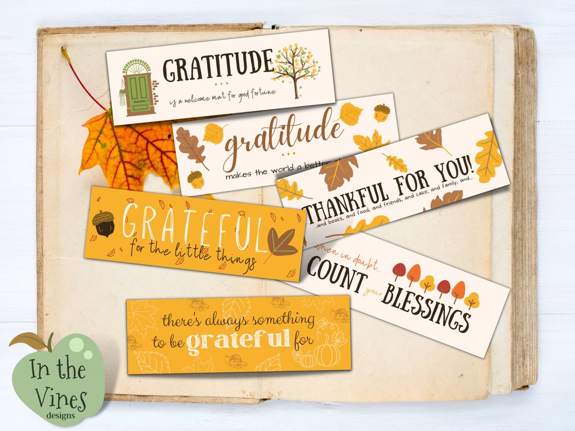 Printable Gratitude Bookmark Set, Fall Classroom Rewards, Fall ...