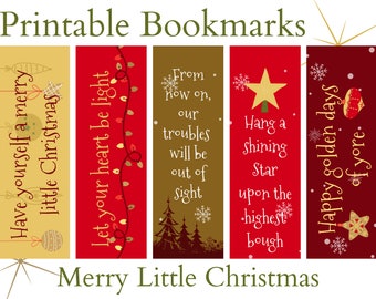 Printable Stocking Stuffers, Merry Little Christmas Bookmarks, Vintage Holiday Bookmarks, Printable Christmas Gift for Book Lovers