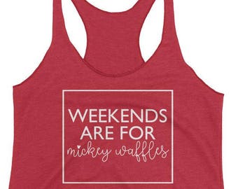 Fines de semana son para Mickey Waffles señoras gráfico tanque - camisa de Disney - Mickey Waffles camisa