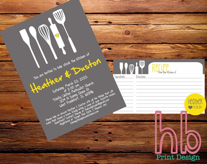 Printable Kitchen Bridal Shower Wedding Invitation With Printable