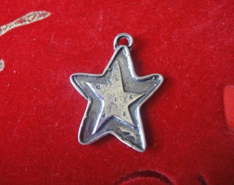 silver star charm star silver star 925 sterling silver oxidized STAR charm or pendant 1 pc.