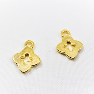2pc, Vermeil, 18k gold over 925 sterling silver small cross charms, shiny gold cross charms, vermeil cross, tiny cross, cross, shiny clover
