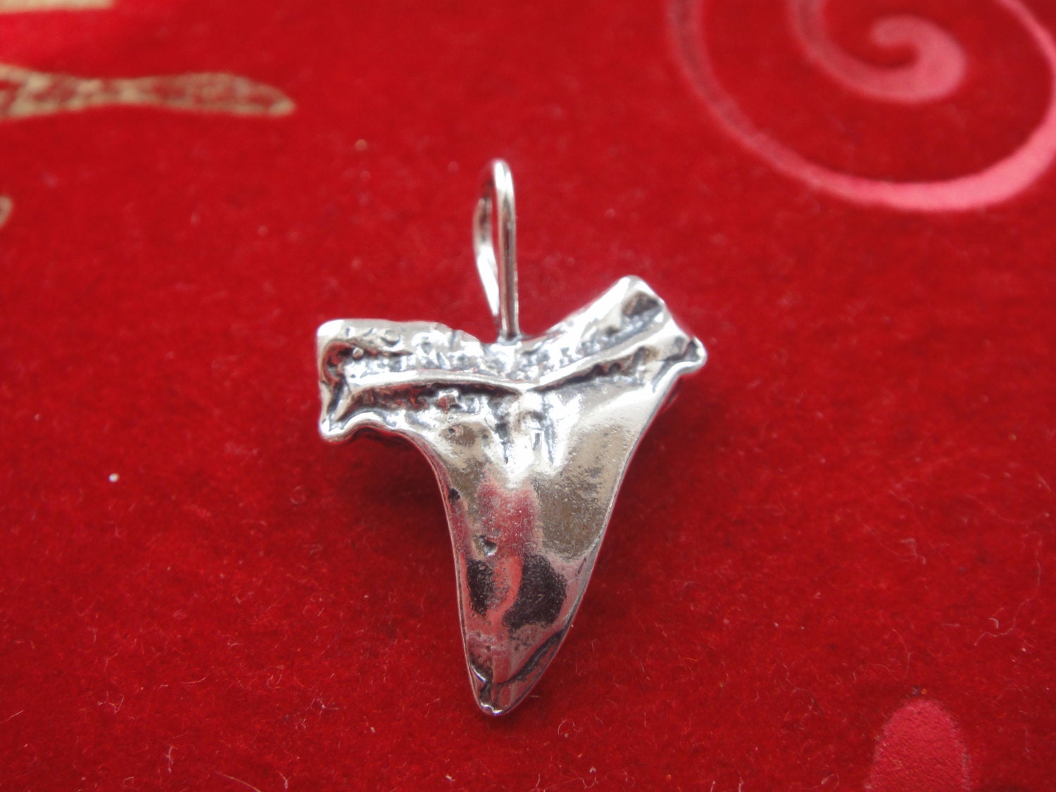 925 Sterling Silver Oxidized Shark Tooth, Silver Shark Tooth