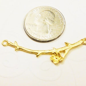 18K gold over 925 sterling silver branch charm connector,matte vermeil branch connector, vermeil branch, branch charm, connector, matte gold image 4