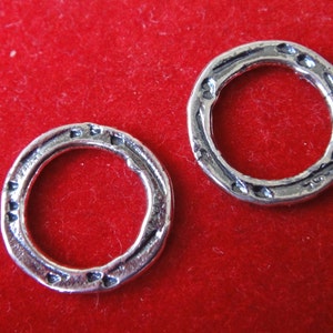 2 pc. 925 sterling silver oxidized Circle Ring -12mm, circle connector link, hammered open circle link connector, silver open circle, circle