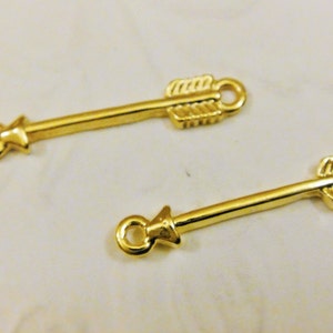 Vermeil, 18k gold over 925 Sterling silver arrow connector, Shiny gold arrow, arrow connector, vermeil arrow charm, gold arrow  connector