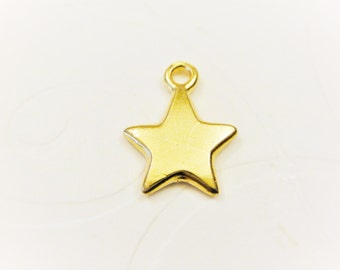 vermeil, 18k gold over 925 sterling silver Star charm - MATTE vermeil charms, dreamy star, gold star charm, llittle star, vermeil star charm