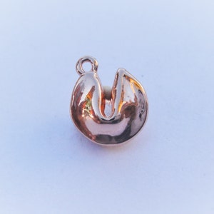 Vermeil, 18k Rose  gold over 925 sterling silver fortune cookie, shiny rose  gold fortune cookie, fortune cookie, pink gold fortune cookie,