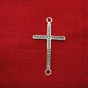 925 sterling silver oxidized sideways cross connector charm, sterling silver sideways cross, silver cross connector, cross, silver cross