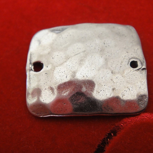 925 sterling silver rectangle hammered lightly oxidized connector charm, silver connector, silver rectangle connector charm, rectangle charm