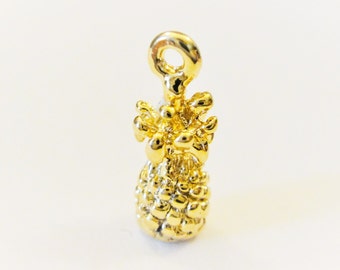 Vermeil, 18k gold over 925 sterling silver little pineapple, Shiny gold pineapple, vermeil pineapple, vermeil pineapple, pineapple charm