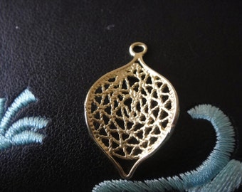 Vermeil, 18k gold plated over 925 sterling silver leaf charm, pendant, connector, matte gold leaf, vermeil leaf charm, gold leaf charm