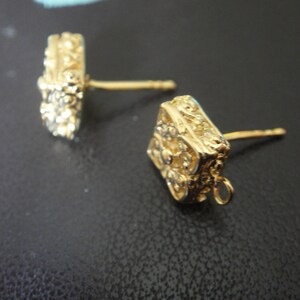 2 Pc. Vermeil, 18k Gold Over 925 Sterling Silver Square Post Earrings ...