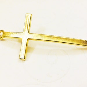 Vermeil, 18k gold ove 925 sterling silver large cross connector, matte vermeil cross charm,  vermeil sideways cross, sideways cross, cross