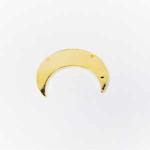 Vermeil, 18k gold over 925 sterling silver Double Horn , shiny gold Crescent Moon Connector Charm Pendant, down wish moon horn spacer link