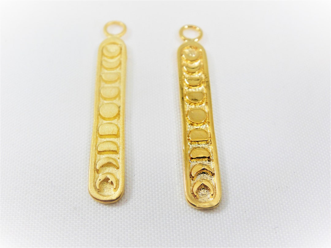 Matte Gold Vermeil, 18k Gold Over 925 Sterling Silver Moon Phases Charm ...