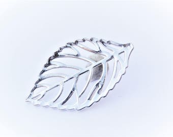 925 sterling silver leaf charm, large leaf, bright silver large leaf charm, sterling silver leaf, silver nature charms, leaf