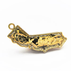 Vermeil 18k Gold über 925 Sterling Silber, Kalifornien, glänzend gold Sunny California State Anhänger, vermeil California Charm, gold California