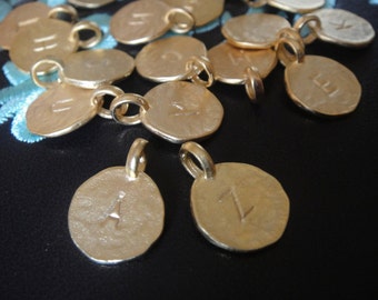18K Gold Vermeil Over Sterling Silver Initial Charm, Vermeil initial, initial, personalized initial, initial disc, gold initial