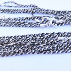 925 Silver Twisted Serpentin Chain 2 Tone (Gunmetal / Silver) 1,8 mm 30 tum, 30 tums finish tvåfärgad twisted chain gunmetal silver bild 1