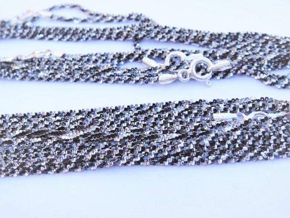 925 Silver Twisted Serpentine Chain 2 Tone (Gunmetal / Silver)1.8mm 30 inch, 30 inch finished two tone  twisted chain gunmetal silver
