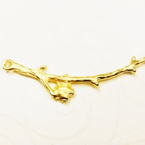 18K gold over 925 sterling silver branch charm connector,matte vermeil branch connector, vermeil branch, branch charm, connector, matte gold image 2