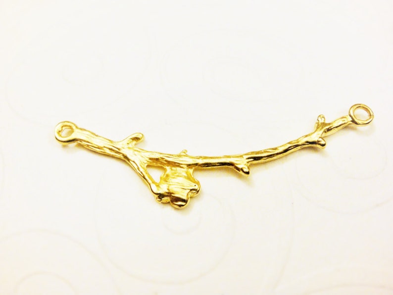 18K gold over 925 sterling silver branch charm connector,matte vermeil branch connector, vermeil branch, branch charm, connector, matte gold image 2