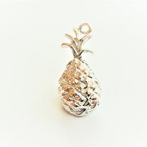 925 sterling silver Pineapple Charm  silver pineapple, tropical fruit food pendant, sterling silver pineapple, silver fruit charm, pineapple